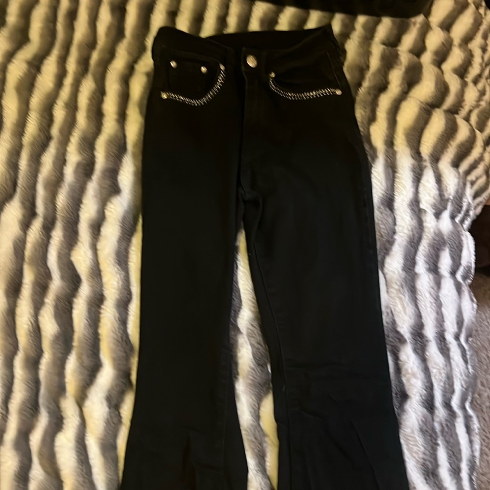 Vintage black sparkle jeans flared